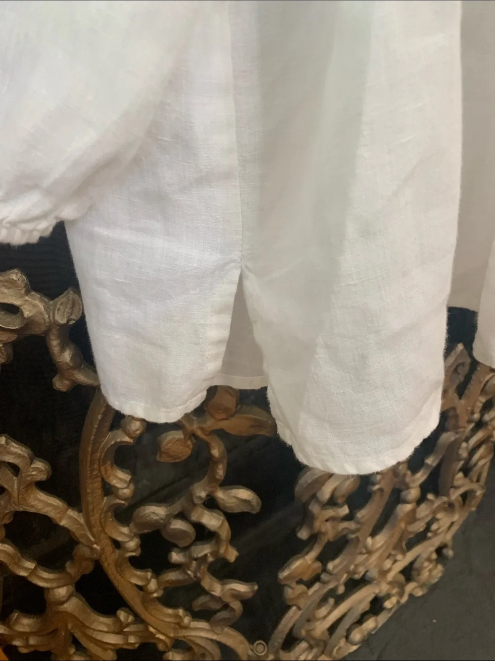 Charter Club White Peasant Blouse with Blue Floral Embroidery - Picture 6 of 7